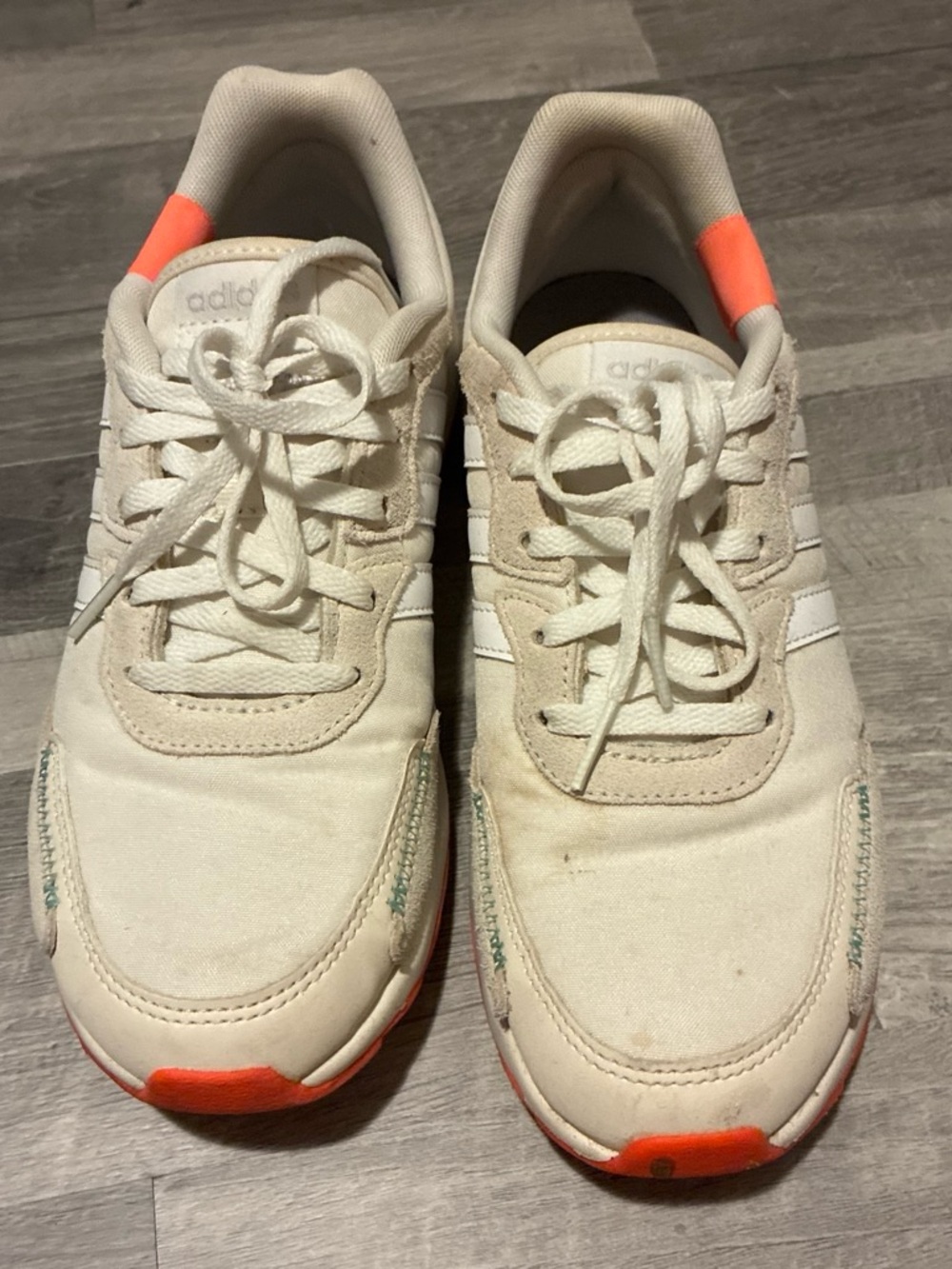 adidas Off-White/Beige Sneakers with Coral Accents